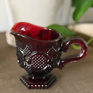 Vintage Avon Ruby Red 1876 Cape Cod Glass Creamer